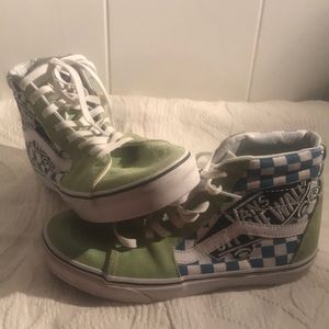 Vans sk8 hi mint green blue checker size 8.5